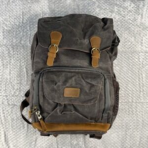 Canvas Photography Backpack Waterproof Camera Laptop Quick Access Bag Gray Brown